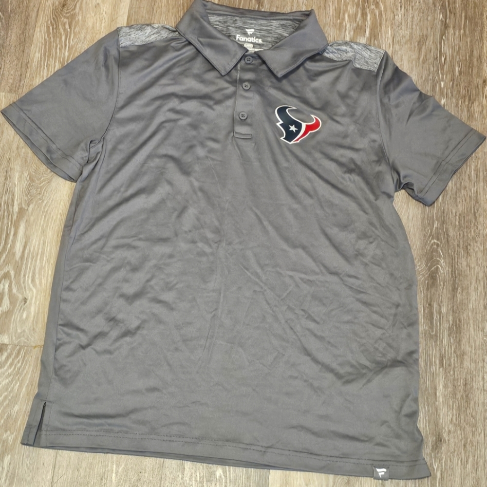 Gray Houston Texans Polo Shirt. Fanatics Brand Mens Size Large. NWOT‎